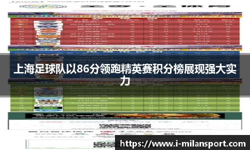 上海足球队以86分领跑精英赛积分榜展现强大实力